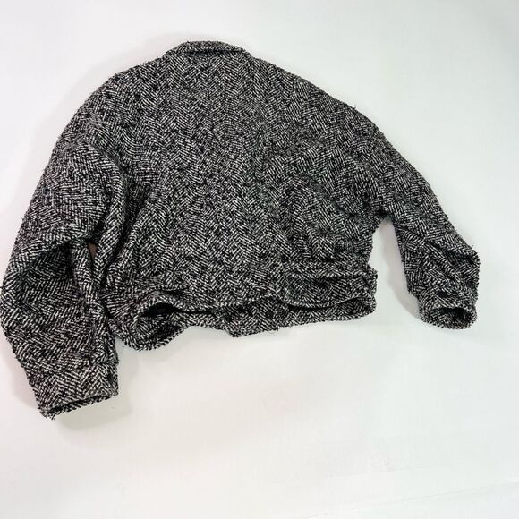 Havoc Jacket Womens Medium White Black Genuine Leather Long Sleeve Cropped Coat - Picture 10 of 12